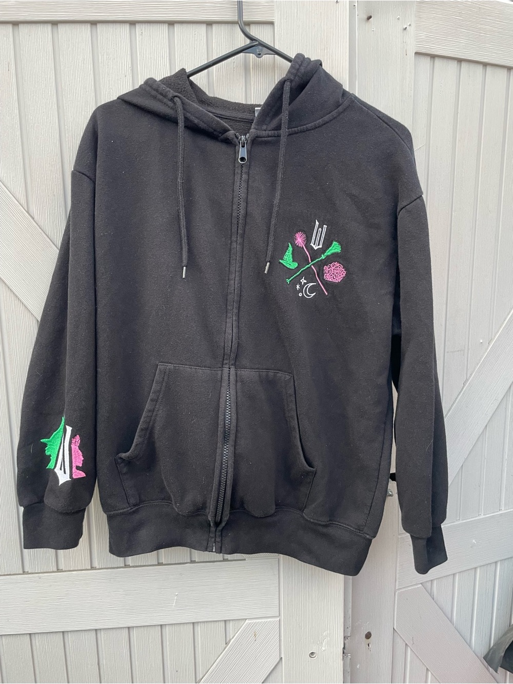 Wicked black zip up sweater size Large